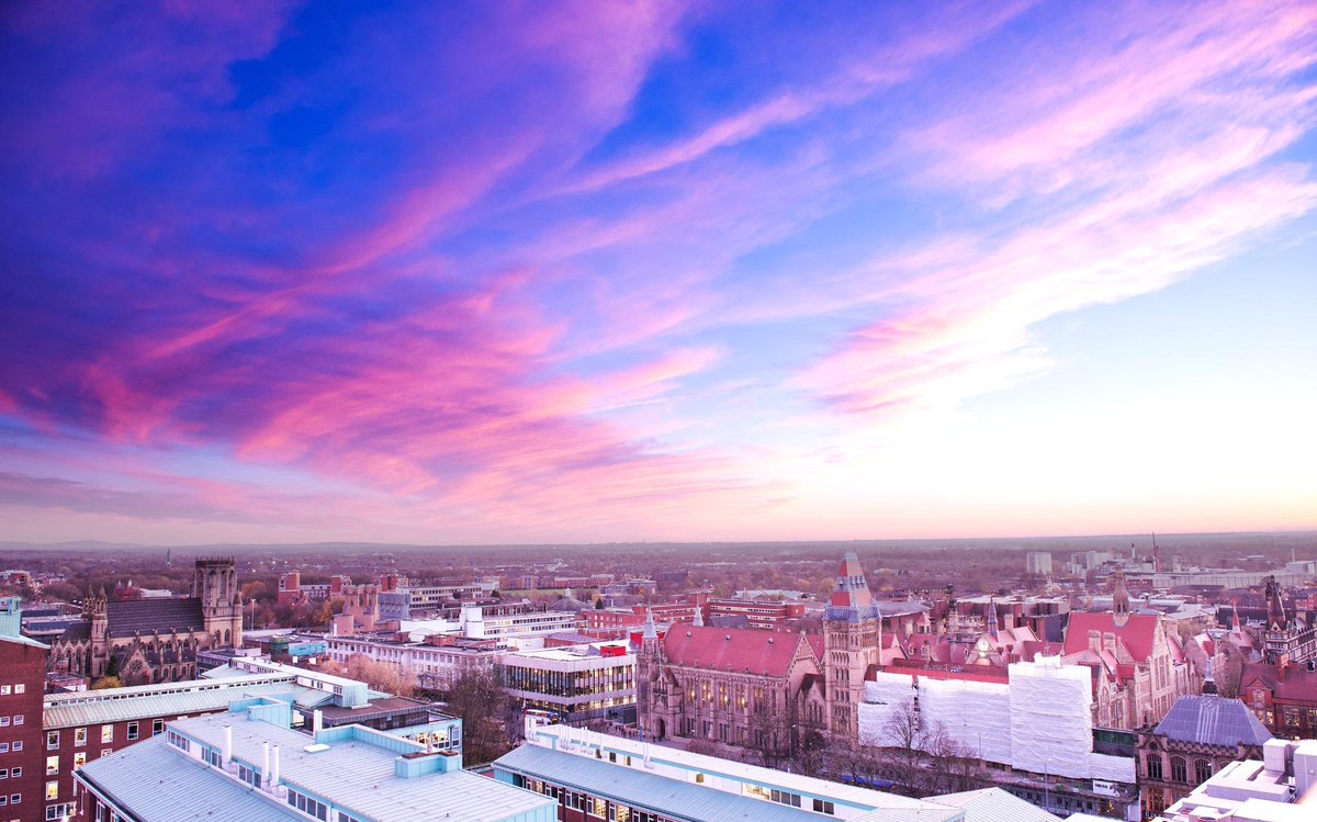 OfficialUoM's tweet photo. Great photo of the sunset looking out over Whitworth Building at University of Manchester. Use #UoMcold in your pics! http://t.co/oLcQSlNEKf
