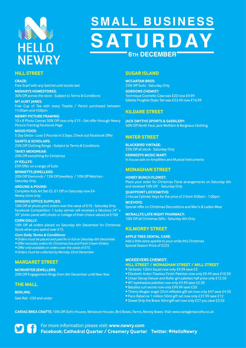 Hello_Newry's tweet image. #SmallBizSatUK Snap up some amazing deals and offers in Newry City Centre this Saturday! #shoplocal