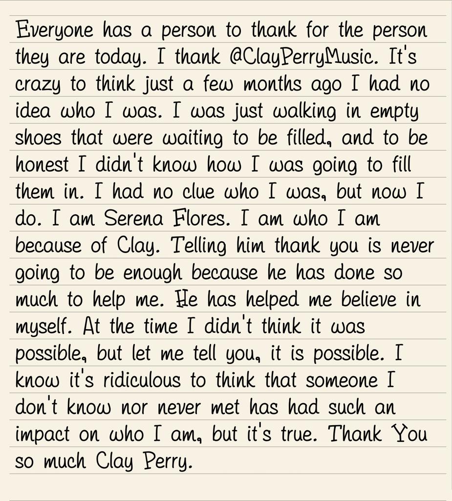 tutu_flowers's tweet photo. Thank you @ClayPerryMusic. #ClayPerryNation #WhoIsClayPerry http://t.co/tgThRHFJyH