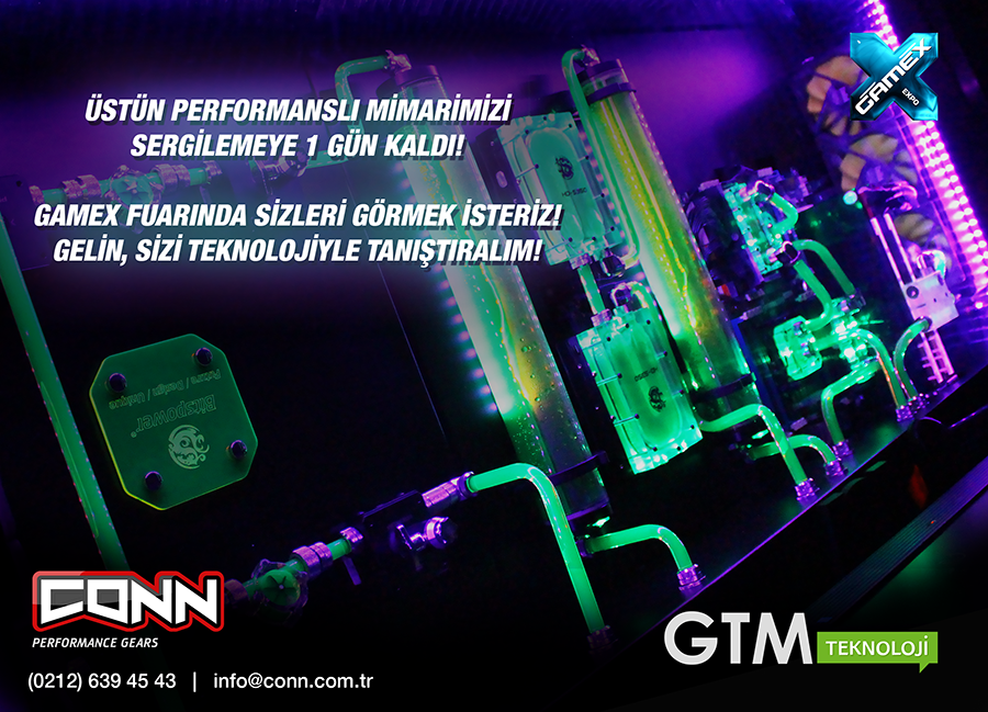 GTM Teknoloji markası olan CONN, GameX fuarında sıvı soğutma sistemli yüksek performans bilgisayarlarını tanıtıyor!