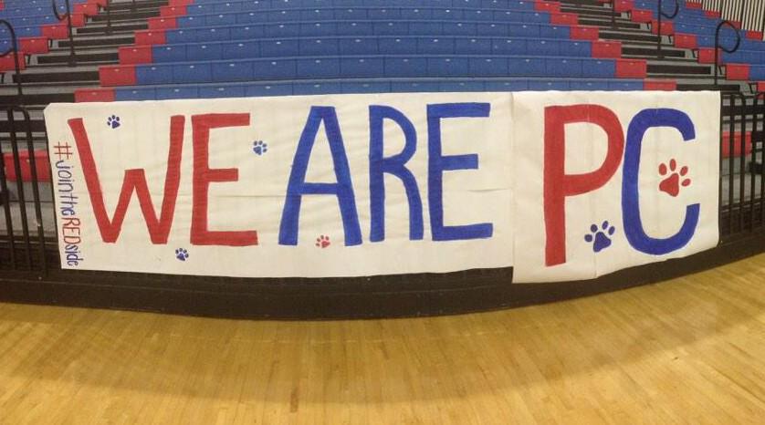 PCHSBBALLCHEER's tweet photo. Last night's sign made by some cheer and pep girls! 🐾 WE ARE PC! #jointheREDside #WeArePC http://t.co/rj1ETe8bdO