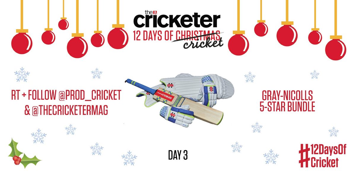 @TheCricketerMag RT + follow @ProD_Cricket and us for a chance win this Gray-Nicolls 5-star bundle #12DaysofCricket