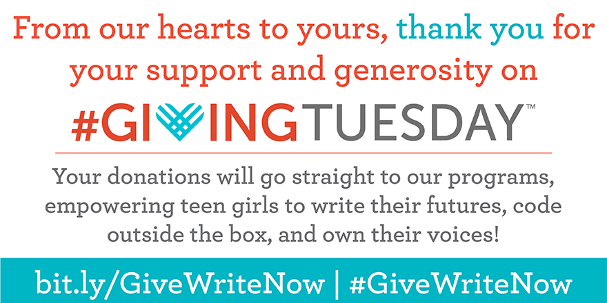 girlswritenow's tweet photo. Friends &amp; supporters: you're simply wonderful. Thank you for an incredible #GivingTuesday.

http://t.co/acAfSbKDwI http://t.co/AoWW2R0SlR