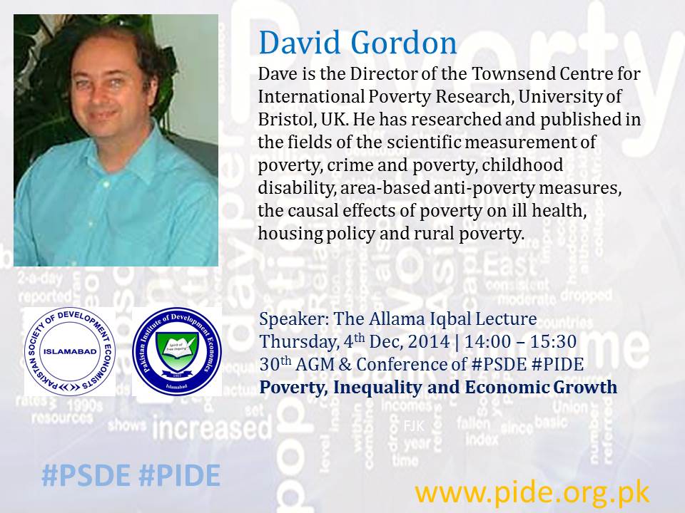 PIDEpk's tweet photo. #PSDE Day 3: The Allama Iqbal Lecture by Prof David Gordon on 'Child Poverty and Economic Growth' at 1330pm PST http://t.co/f20PJesetn