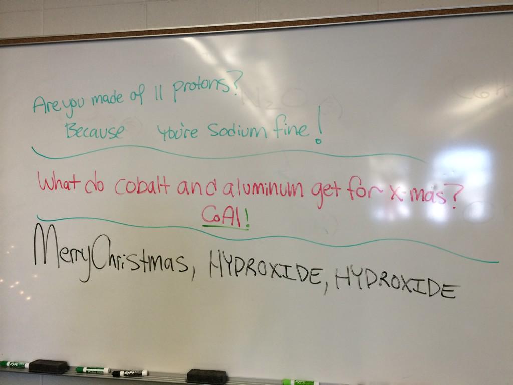 Julie_Lapointe1's tweet photo. Chemistry jokes from my students. Enjoy! #abed #learnab #uled http://t.co/XzQ0zWo1Vt