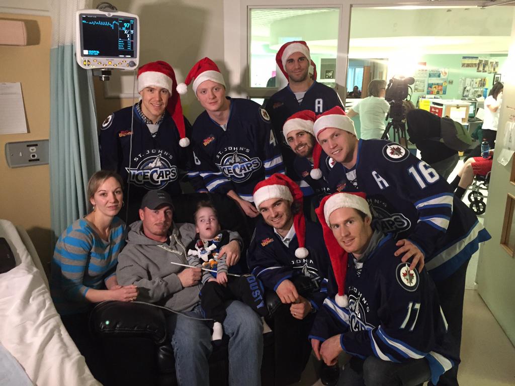 The @IceCapsAHL are making their rounds @JanewayNL thx for the visit. #MakingKidsSmile @NTVNewsNL @590VOCM