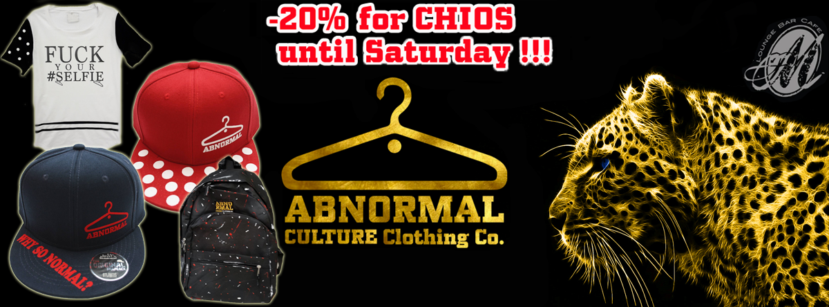 abnormalclothes's tweet photo. Abnormal Culture 4/12 at Metropolis Lounge Cafe Bar - CHIOS !
#Chios #offer #fashion #follow http://t.co/S0yqlms6Nl