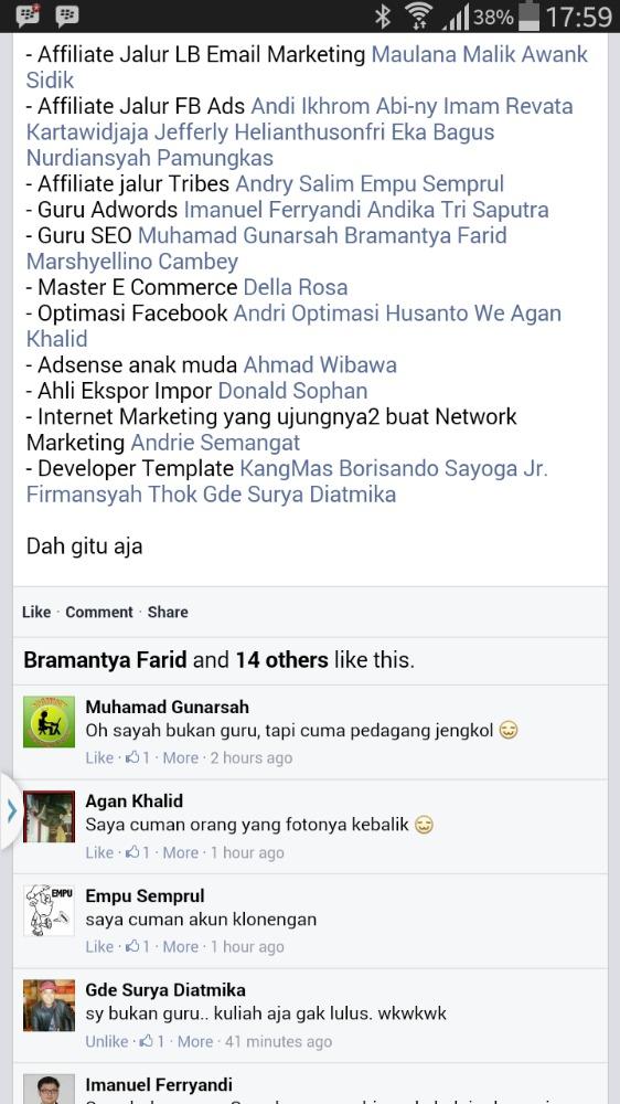 LowVisionGroup1's tweet image. Cuman tiga jam ditinggal istirahat, statusku di FB udah 15 Likes dan belasan komen LUMAYAN KAN