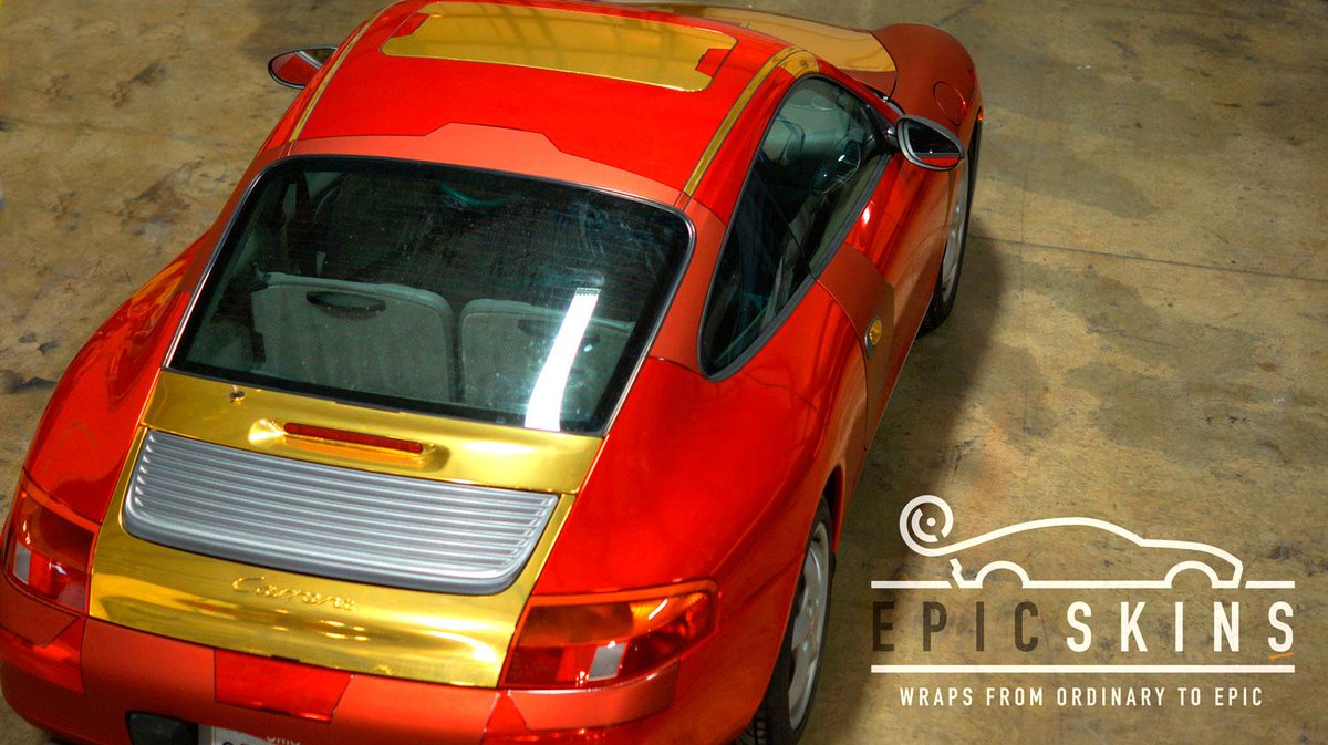 EPIC Iron Man inspired Porsche 911 - #chromered #chromegold #ironman #ironmancar #porsche #chromewrap #wrap