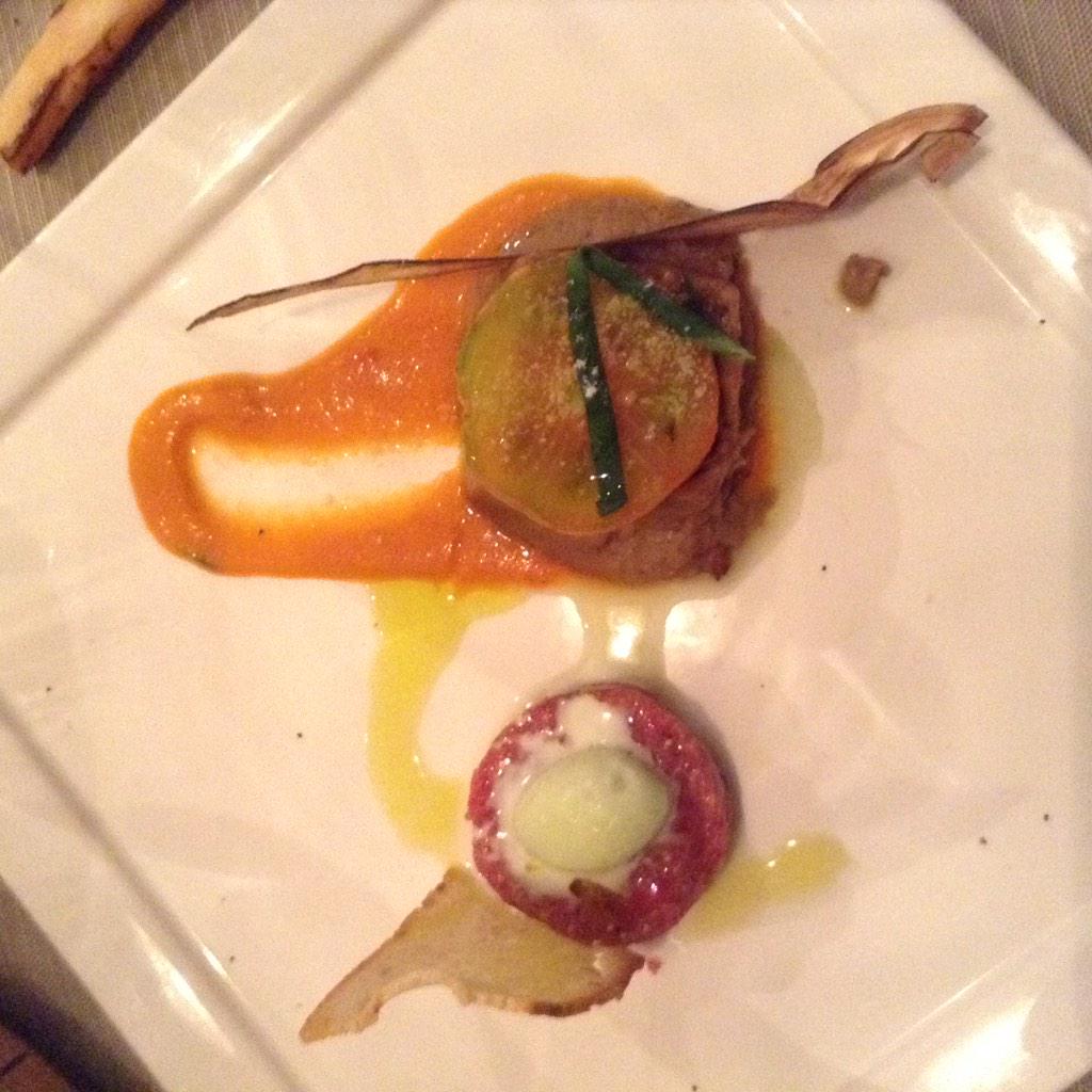 TianaPix's tweet photo. Eggplant flan and tartar, yummm @compagniavino @TouchFlorence #touchflorence http://t.co/8OLvU4NJLp