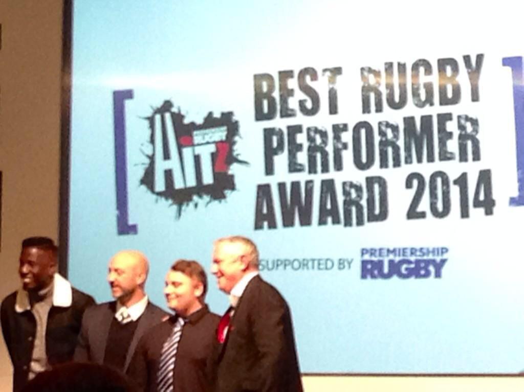BR_Foundation's tweet photo. And we have a 2nd @HITZBath winner 😃 The winner of the Best Rugby Performer is Jason Suttle  #HITZawards14 #Congrats http://t.co/UrNvgz0F9t