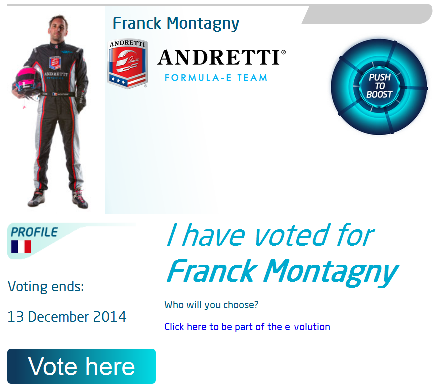#FanBoost : Viens de voter pour <a href="/FranckMontagny/">Franck Montagny</a> 
#PuntaDelEste #Uruguay #ePrix #FormulaE