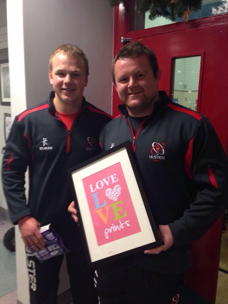 LoveLovePrints's tweet photo. Ulster rugby players loving our work 💗😜💗 #LukeMarshall #AndyWarwick #UlsterRugby #GracehillPrimarySchoolFair http://t.co/17AQ6JaFT5