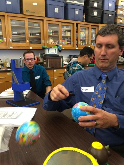 mfosterpsd's tweet image. Tim, Wayne and Cesar magnetizing their globes for modeling the earth&apos;s magnetic field! #teachtechpsd #poudreschools