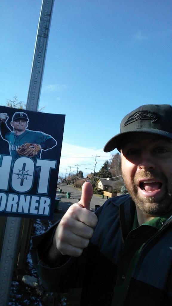 Mariners's tweet photo. Another poster found, another winner of a Kyle Seager signed ball. RT @troylund: #HashtagHotCorner http://t.co/cQkQKqWXUM