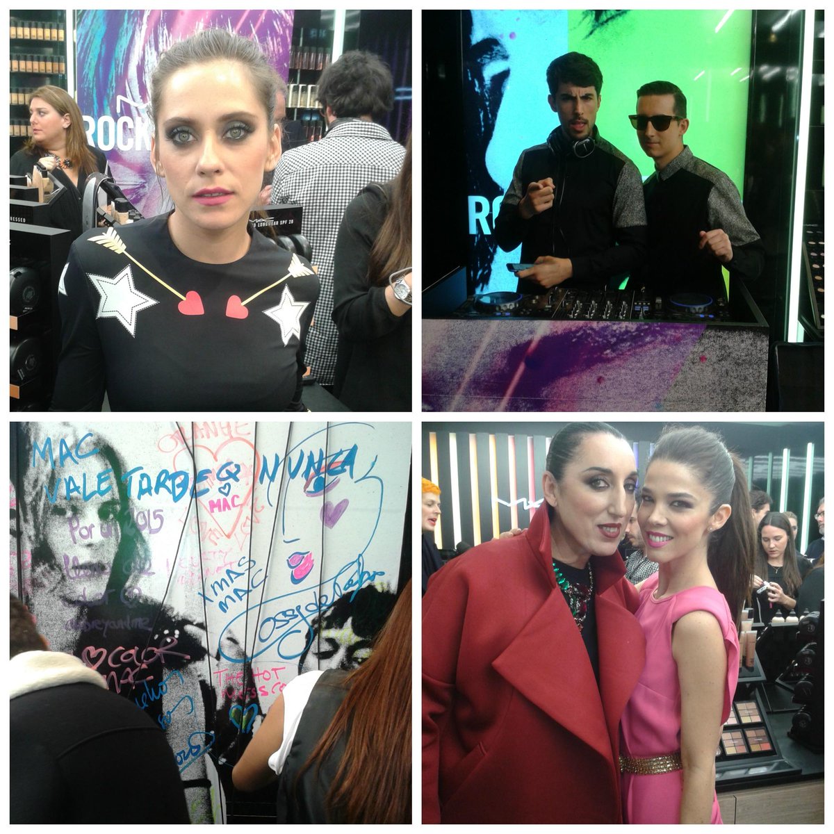 equiposingular's tweet photo. Las actrices @laleonademaria @rossydpalma y @juana_acosta inauguran @MACcosmetics en Calle Preciados #MACrockscolour http://t.co/V922Wr2nOY