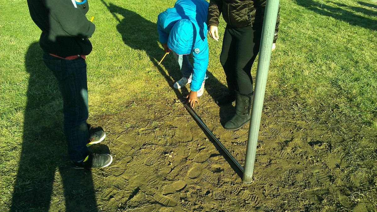 Taking advantage of the sunshine today to measure and record the direction of an object's shadow!