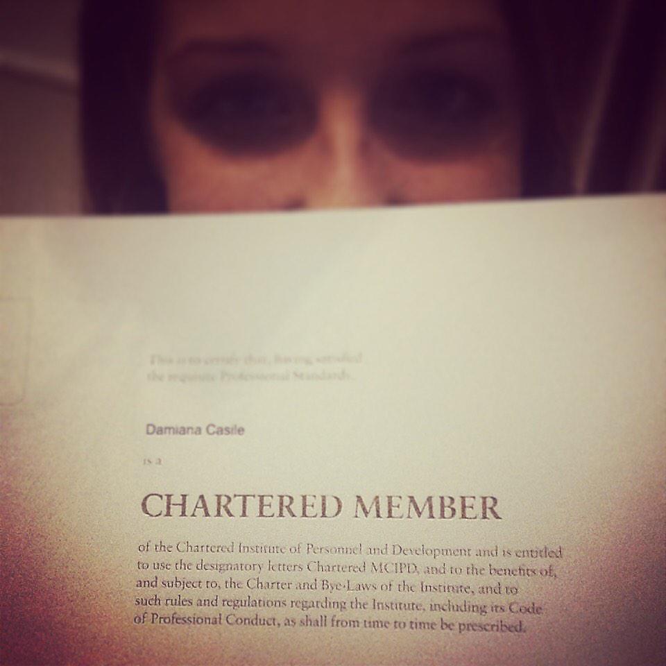 Damiana_HR's tweet photo. Certificate is here! Great memories coming back of #cipd14 and the face-to-face upgrade - #CIPDCharteredmembership http://t.co/xcKyK7lN1N