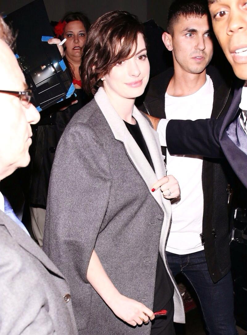 Anne Hathaway in a Richard Nicoll coat in LA, at a private screening of Interstellar: