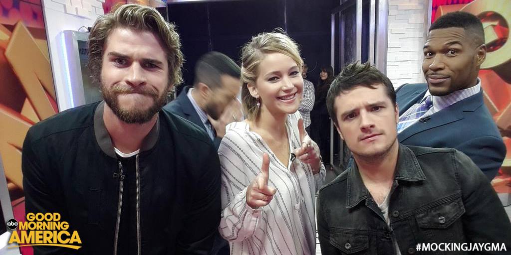 GMA's tweet photo. So @TheHungerGames: Mockingjay is out!

Retweet if you're seeing it this weekend (or already did!) #MockingjayGMA http://t.co/aXYHwmjqkl