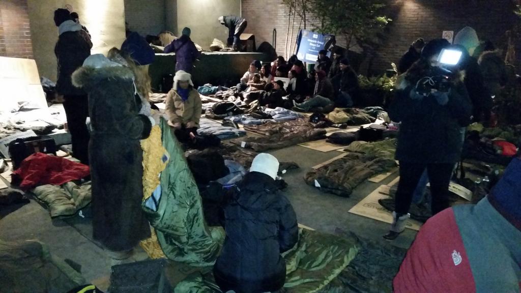 Some of the 250 great souls preparing to sleep out last night in NYC so homeless kids won't have to. Covenant House!