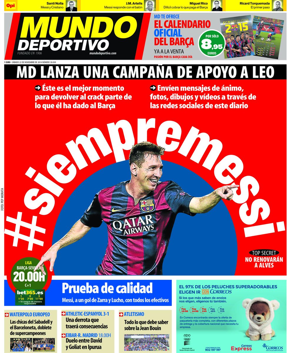 Portada de Mundo Deportivo del 22 de Noviembre