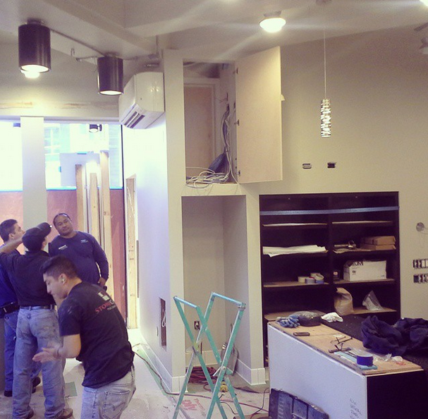 WeaversCoffee's tweet image. The lighting is amazing...the crew is working hard to get this cafe open! #coffee #sfcastro