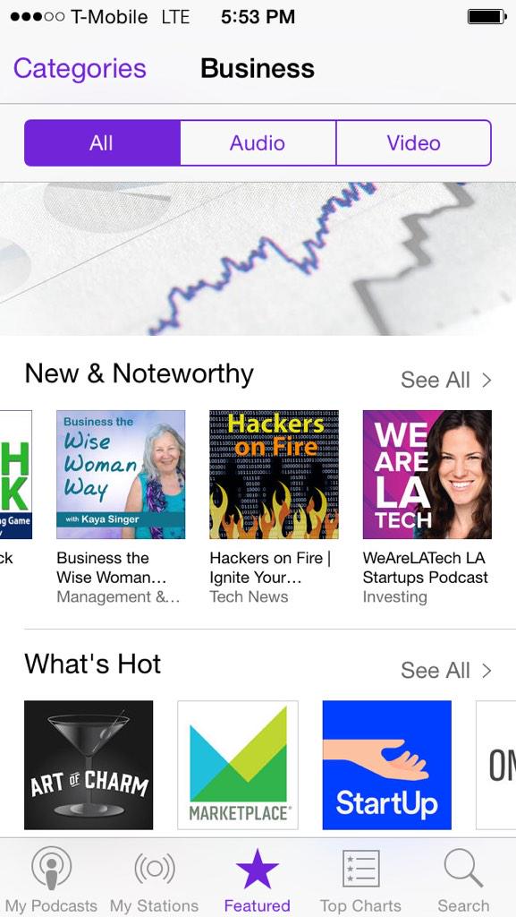 EspreeDevora's tweet image. Holy shit!!!! @WeAreLATech podcast is top of &apos;business&apos; in New &amp;amp; Noteworthy!!!! #Soblessed #SiliconBeach #TechweekLA