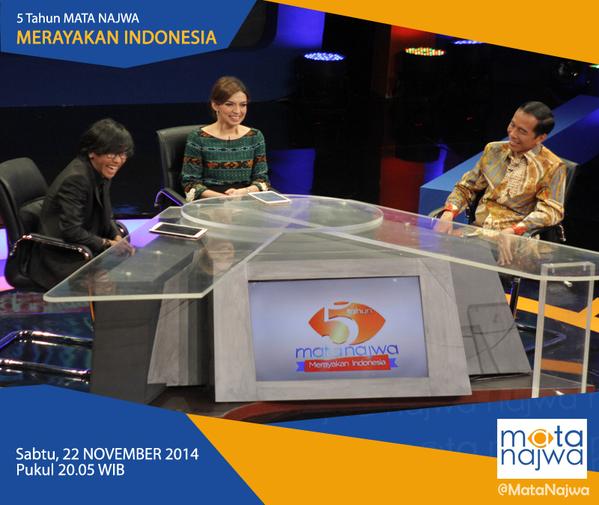 Saksikan @toryandro hari ini, di spesial ulang tahun #matanajwa5th yg berkesempatan berbincang hangat dgn @jokowi_do2