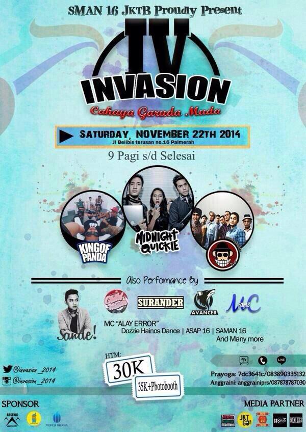 Jangan lupa siang nanti jam 2.30 kita ada di SMAN 16 jakarta barat. Be there!! <a href="/INVASION_2014/">PENSI SMAN 16</a>