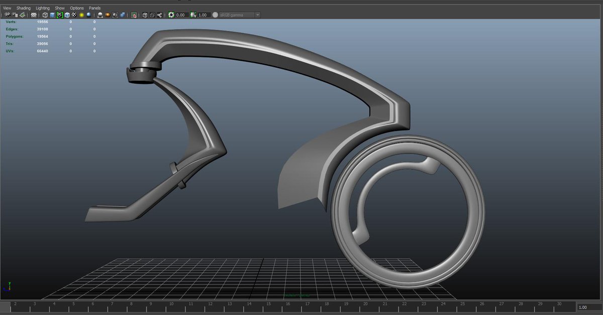 MStokes319's tweet image. Modeling a futuristic bike in Maya.  #gamedevtraining