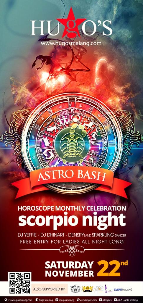 eventmalang's tweet photo. Tonight! #ASTROBASH !!!! Calling All Scorpio member birthday bash " SCORPIO NIGHT" | Nov,22 @HugosMalang http://t.co/cl8dopwZo0