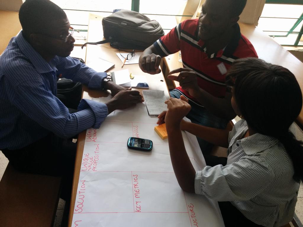 BongoHive's tweet photo. Participants using the Lean canvas to formulate their business ideas #idea2prototype #CBU #Kitwe http://t.co/aJckXddiFy