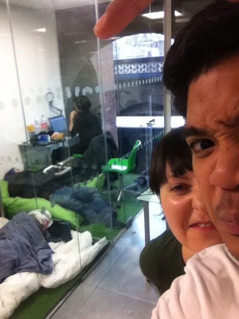 RainmakingLoft's tweet photo. #loftlondon team waking up before some hackers #McDHack14 @RasthyDLosReyes http://t.co/b04jDsYmHE