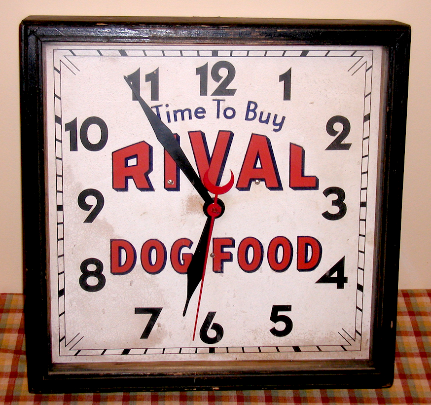 FoundItVintage's tweet image. Found It! Vintage Rival Dog Food Advertising Clock #estatesale #garagesale #AdvertisingClock #RivalDogFood #DogFood