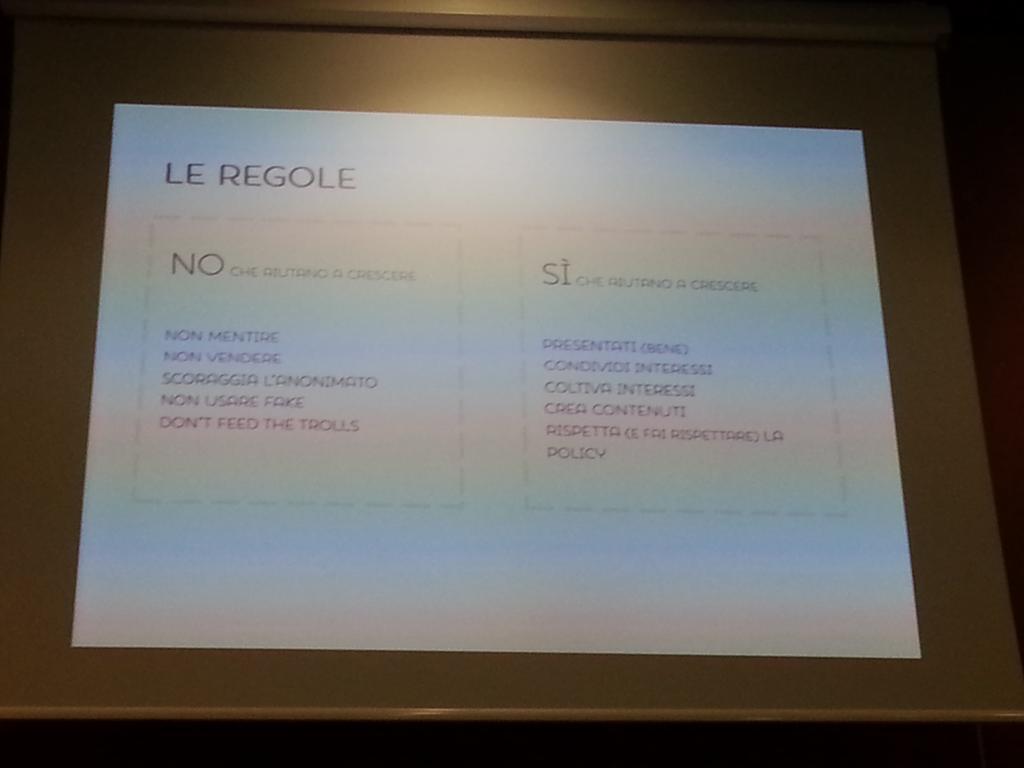WebLoversItaly's tweet photo. Le tavole della legge dell'internet secondo @domitilla #socialodg @aboutlab http://t.co/VEyYTM4LbE