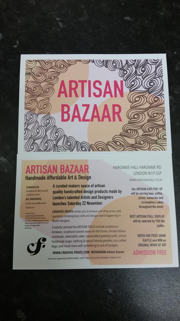 creativefruits's tweet photo. Come down and check out #ArtisanBazzar with @JJirehsWay @ceciliasfood + more!!!!!! #Archway #N19 #LDN #Art  #Design http://t.co/iSUHZEknC4
