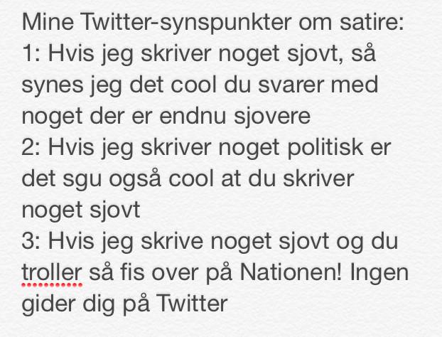 Har du ondt i satiren? Her er mine synspunkter om den slags på Twitter #dkpol #SoMe