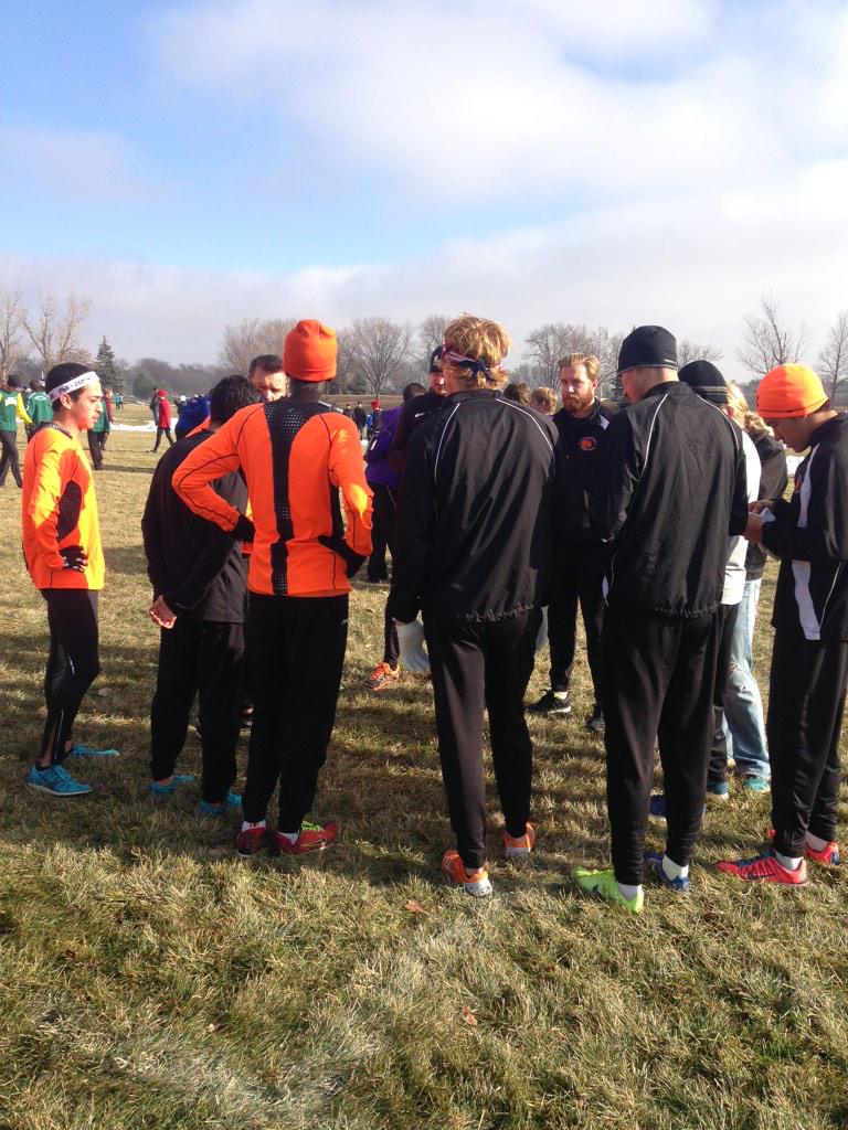 Men's team at the line in Wayne, Nebraska. 5 minutes till go time #HearOurRoar #road2nats
