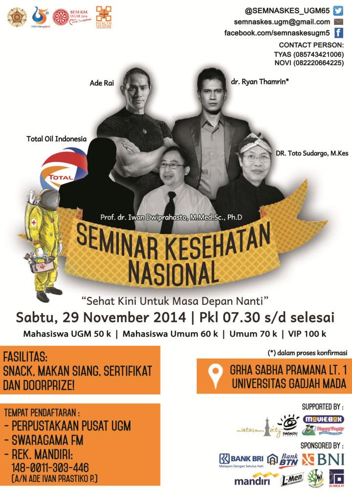 SEMNASKES_UGM65's tweet photo. Jangan lupa daftar SEMINAR dalam rangka dies UGM ke 65.. Pendaftaran Sudah dibuka! @BEMFKGUGM @fkugm @BEMFKMUI http://t.co/tPEGMZrY5d