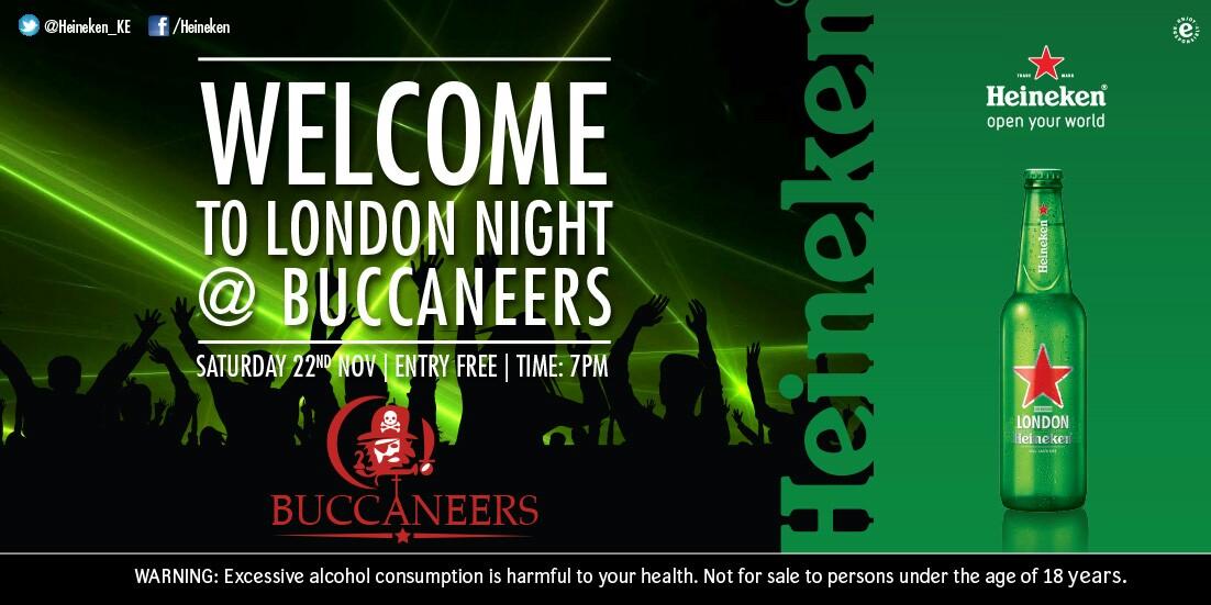 Heineken_KE's tweet photo. Kisumu are you ready to experience London tonight? #OpenYourCity @BuccaneersClub http://t.co/OddXXGKjri