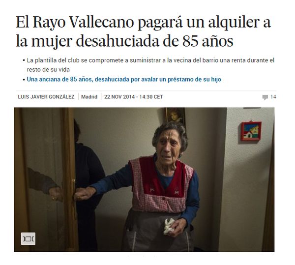 AlbertooATM's tweet photo. El Rayo no ganará una Champions, una Liga o una Copa pero el título de la solidaridad se lo llevan ellos. Gran gesto! http://t.co/G1fgvXKbbM