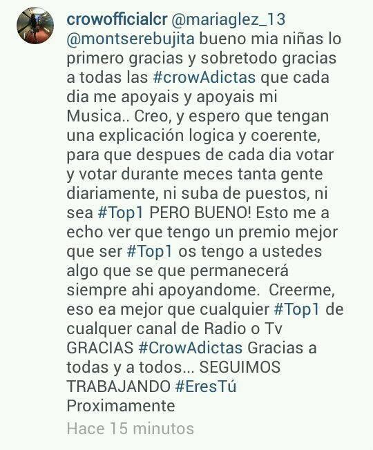 montserebujita's tweet photo. Estas palabras, con una gran mención me ayuda a seguir, mi destino junto @CrowOfficialCR <3 http://t.co/BOvECvw5aU
