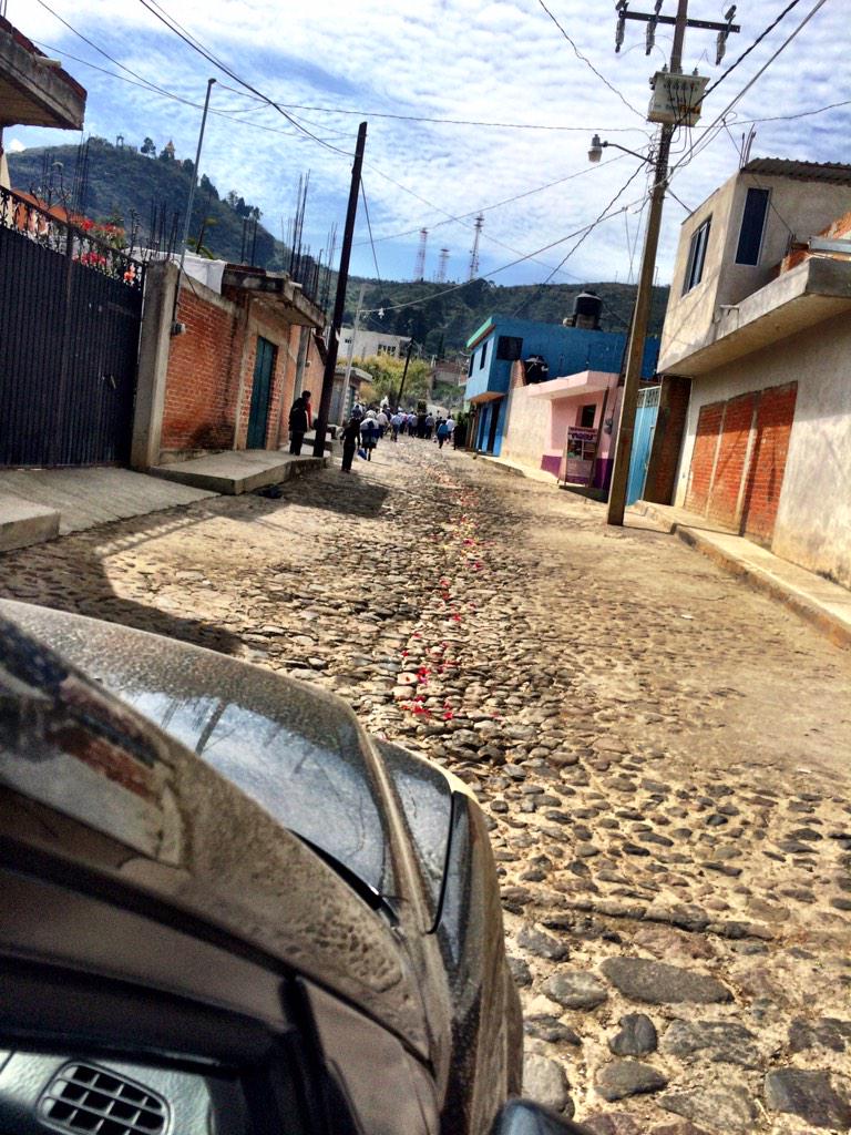 sparkydill's tweet photo. Chalchihuapan processional - trail of rose petals on way to paragliding launch http://t.co/FOTCG6slTA