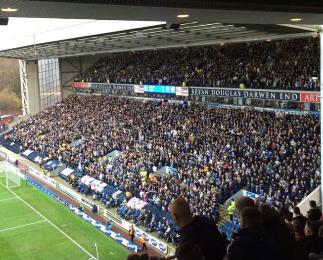 FBAwayDays's tweet photo. Another view of the 7,000 Leeds fans at Blackburn today. #lufc http://t.co/uitOaMkpiP