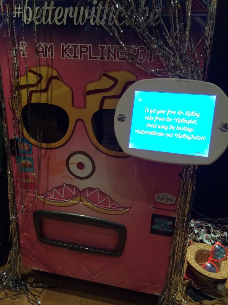JonHornbuckle's tweet photo. At X Factor and wanting cake from this machine! #kiplingbot #betterwithcake #KiplingBot240 http://t.co/X4i8Cmv5ac