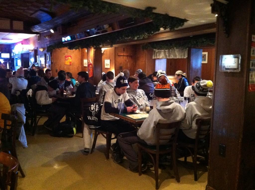 AshleyHigz's tweet photo. The best traditions are winning traditions. Like 20 years in a pizza shop celebrating a state title @CBAXC http://t.co/wYHBtA73wA