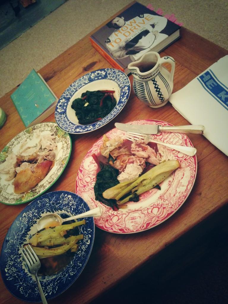 NotNowNancy's tweet image. Dinner. Me. Chicken. Bit of Kale. Oh look and @bencollinsstig #HowToDrive #HowToEat