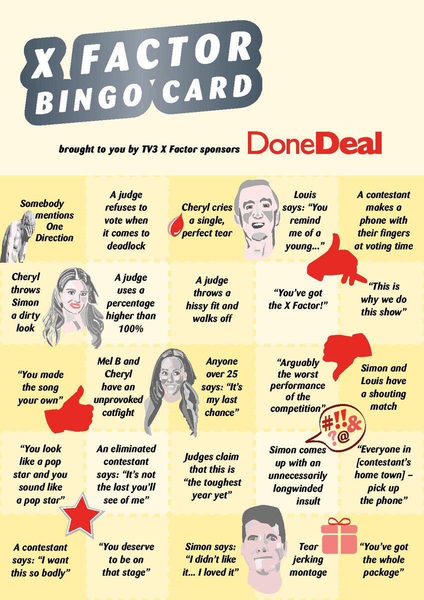 DoneDeal's tweet photo. Anyone up for a bit of #XFactor bingo?? #EltonVSWhitney @TV3Ireland http://t.co/zKyEdCv0fF