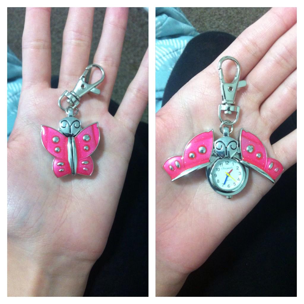 swim_ingly's tweet photo. @Kelly_Creagh a pink and silver butterfly watch. Reminds you of something? #Enshadowed http://t.co/en57qGVQJM